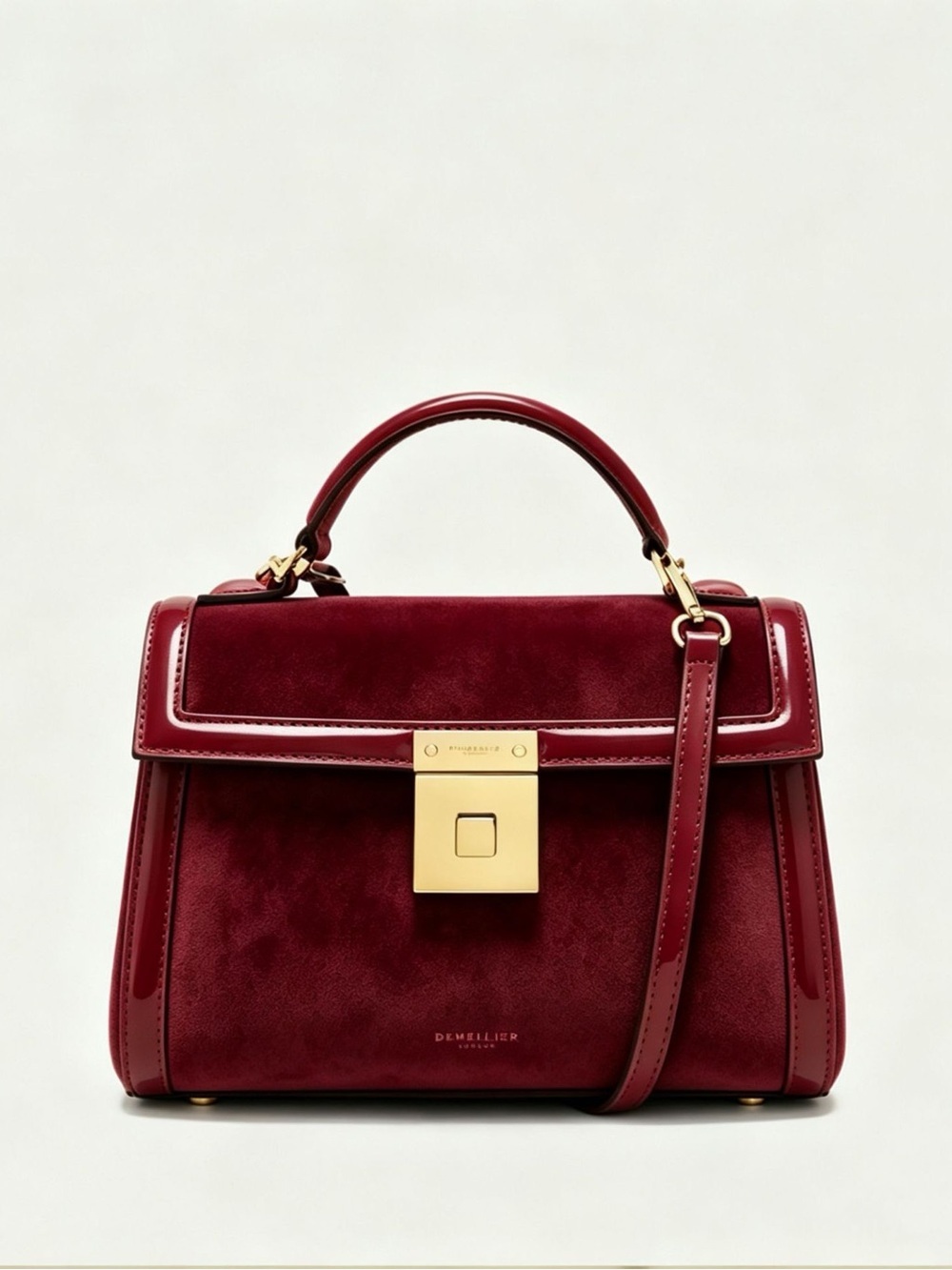DeMellier Red Leather Top-Handle Satchel with Gold Hardware